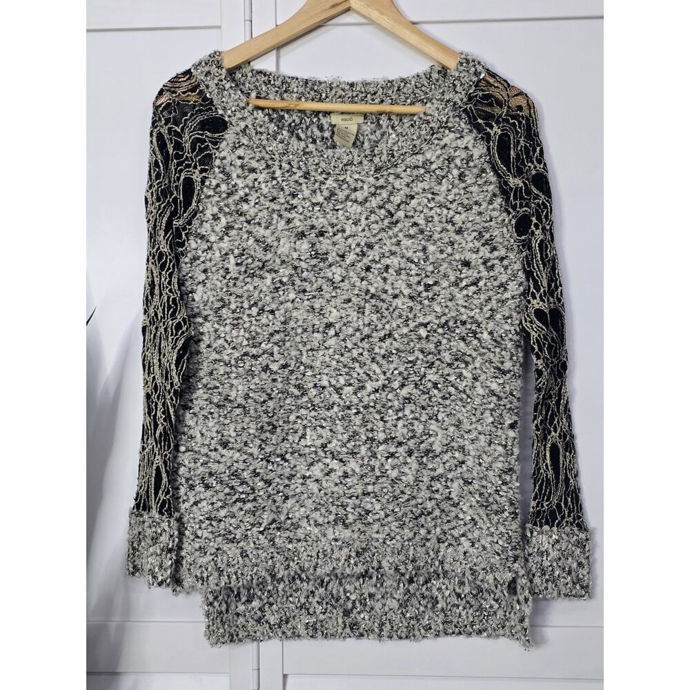 Escio Anthropologie Sweater Womens Medium Mixed Media Artsy Boho Popover
